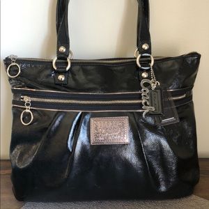 Coach Poppy Black Patent Leather Tote
